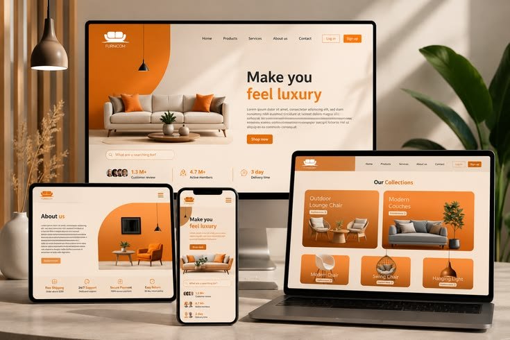 modern furniture website ui design ecommerce landing page inspiration